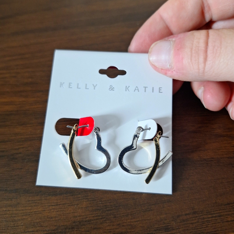 Kelly & Katie's 2 Tone Heart-Shaped Earrings